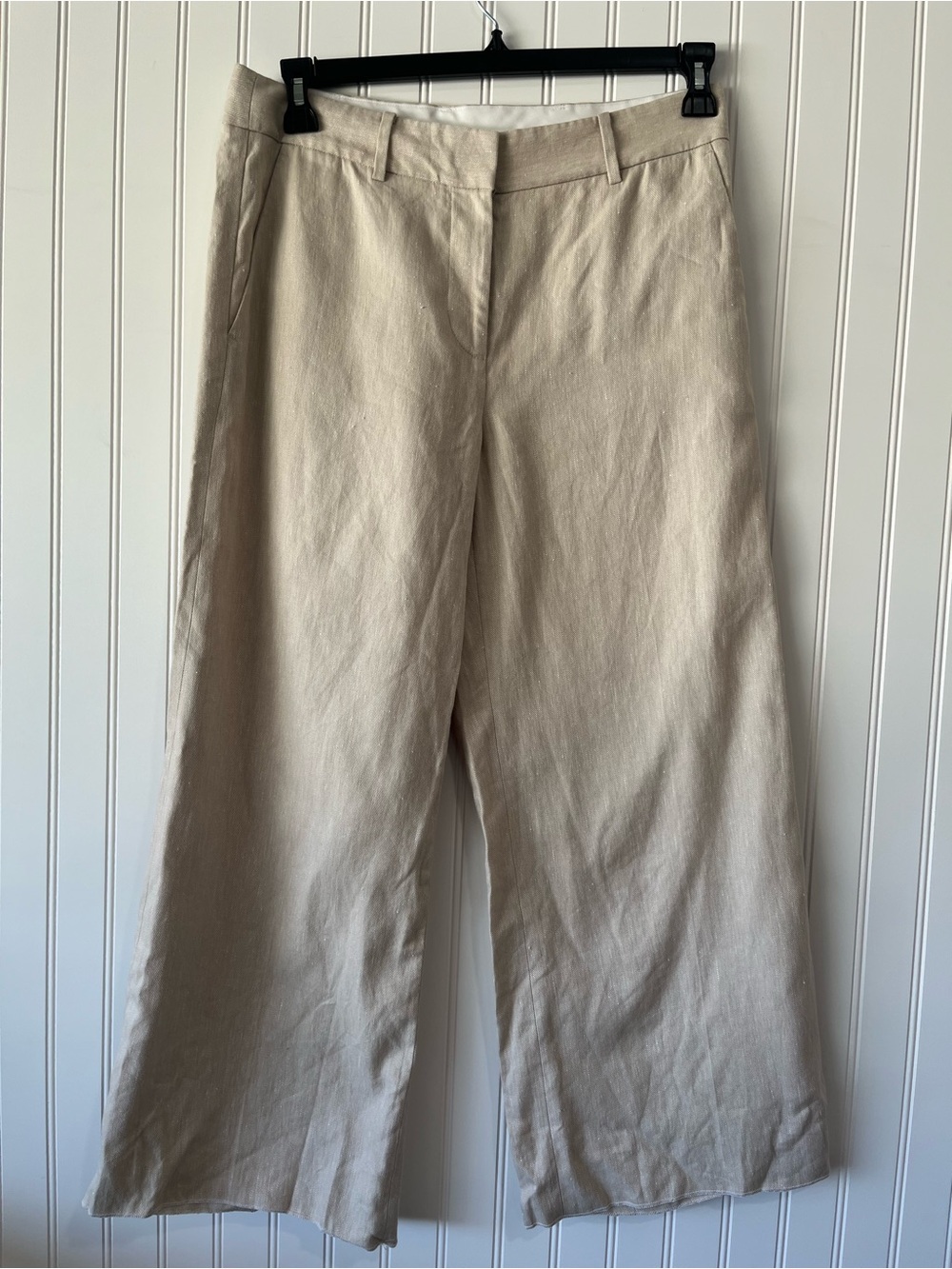 Wide-Leg High-Rise Trousers in Light Beige - Picture 6 of 9